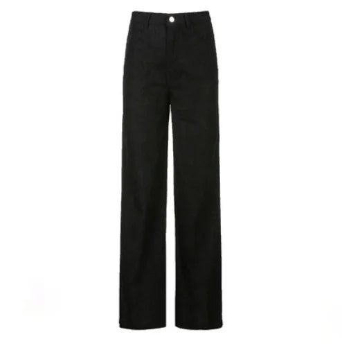 Women Casual Pants Retro Vintage Corduroy Spring High Waist Loose Slim Solid Casual All-match Straight-Leg Pants